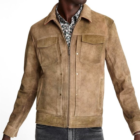 John Varvatos Travis Zip Leather Trucker Jacket XL - Picture 4 of 5